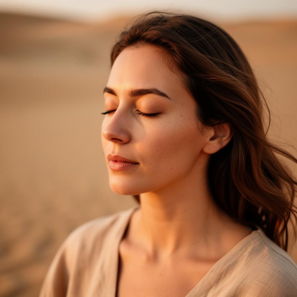 Warm portrait of a woman in contemplation